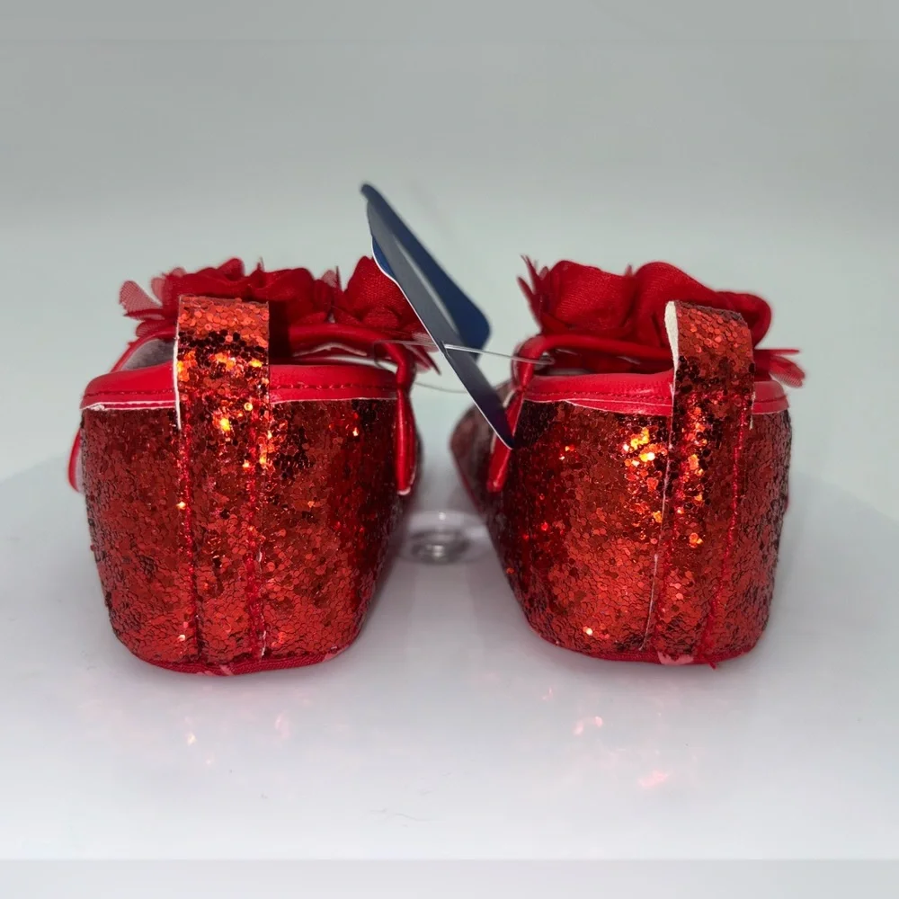 NEW Red Glitter Girls Shoe Mary Jane Baby Little Kids Size 3 6-9‎ Months